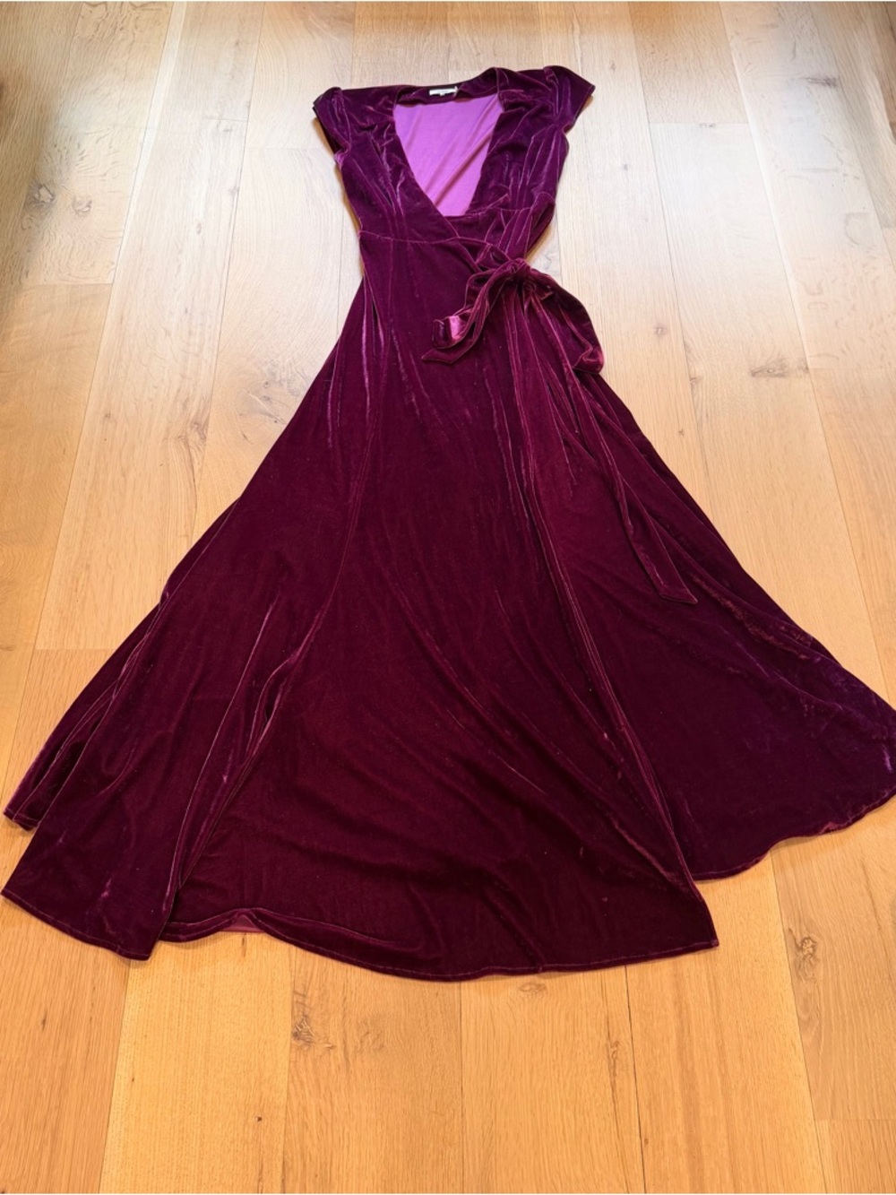 Tularosa Burgundy Velvet Wrap Maxi Dress Size Small Revolve